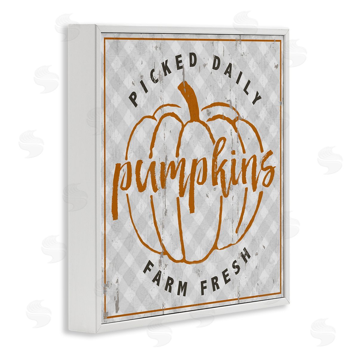 Jessica Mundo Farm Picked Pumpkins Autumn Plaid White Framed Giclee Wall Art