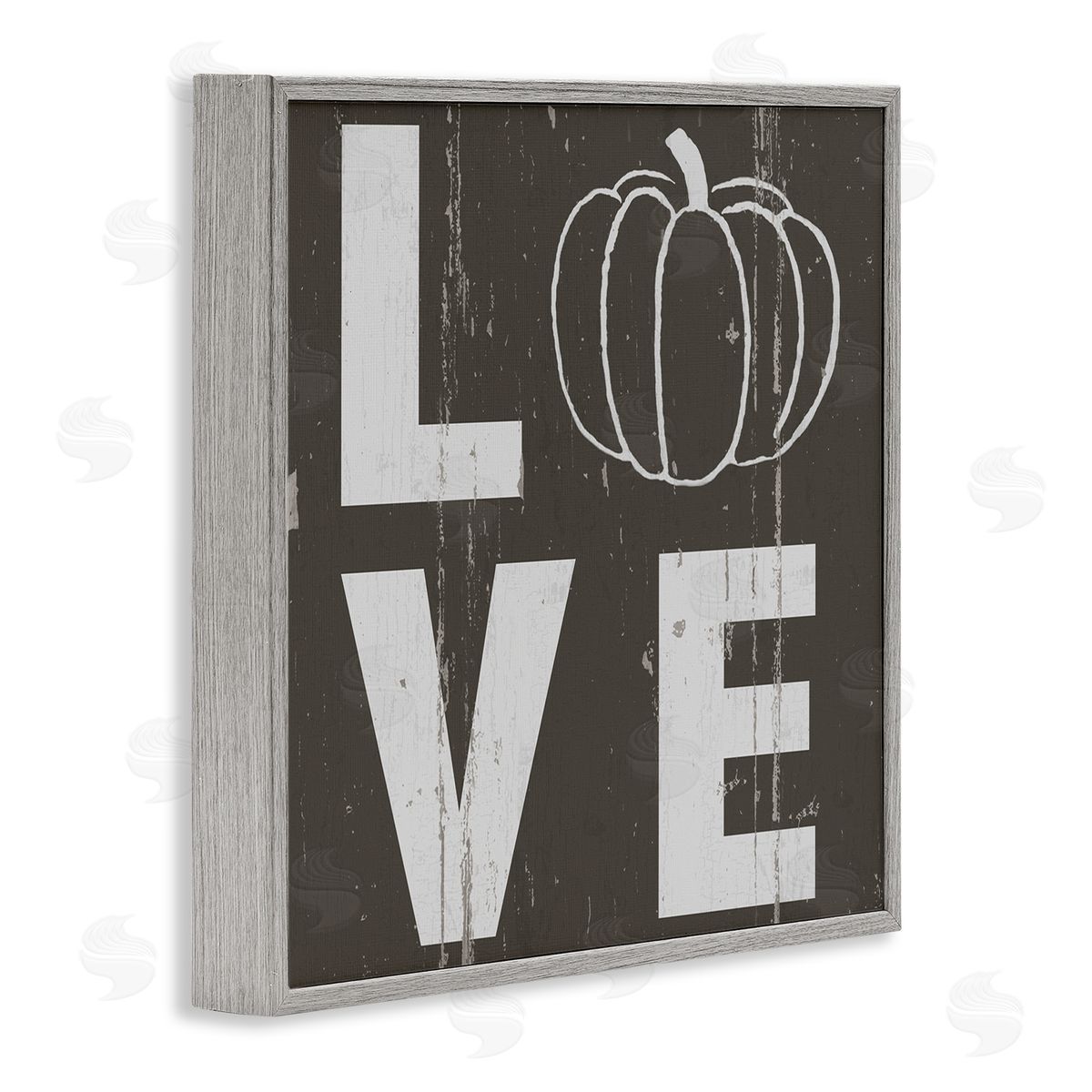 Jessica Mundo Bold Love Text Distressed Pumpkin Gray Framed Giclee Wall Art