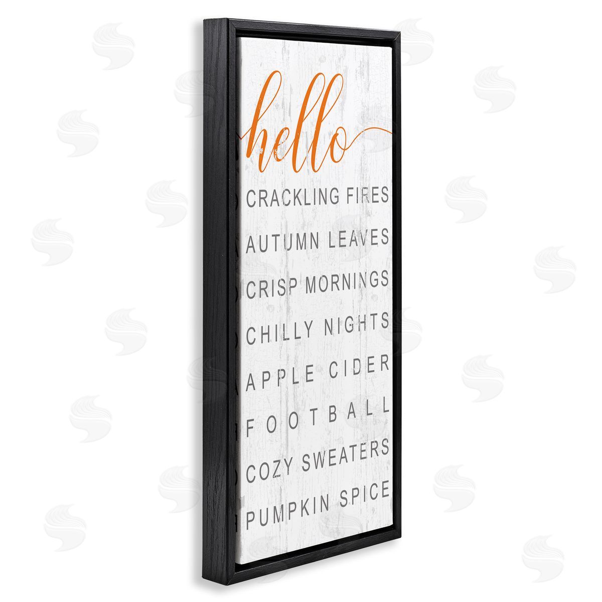 Hello Fall Favorites Phrases Black Floating Frame Canvas Wall Art, Home Decor by Jessica Mundo