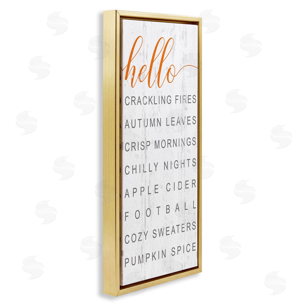 Hello Fall Favorites Phrases Gold Floating Frame Canvas Wall Art, Home Decor by Jessica Mundo