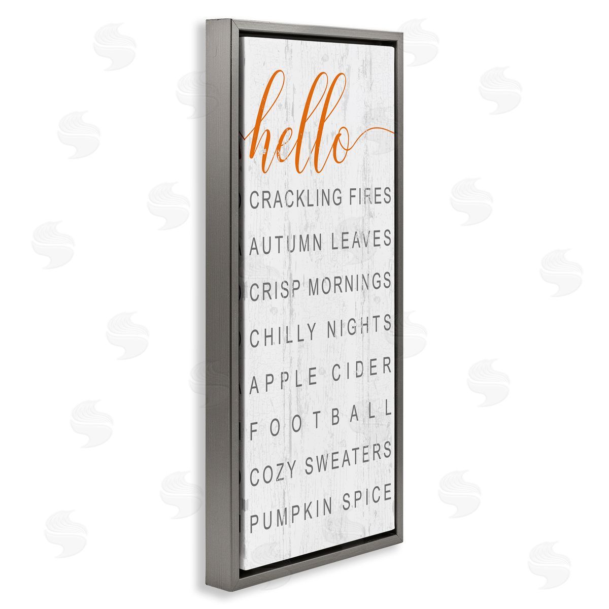 Hello Fall Favorites Phrases Grey Floating Frame Canvas Wall Art, Home Decor by Jessica Mundo