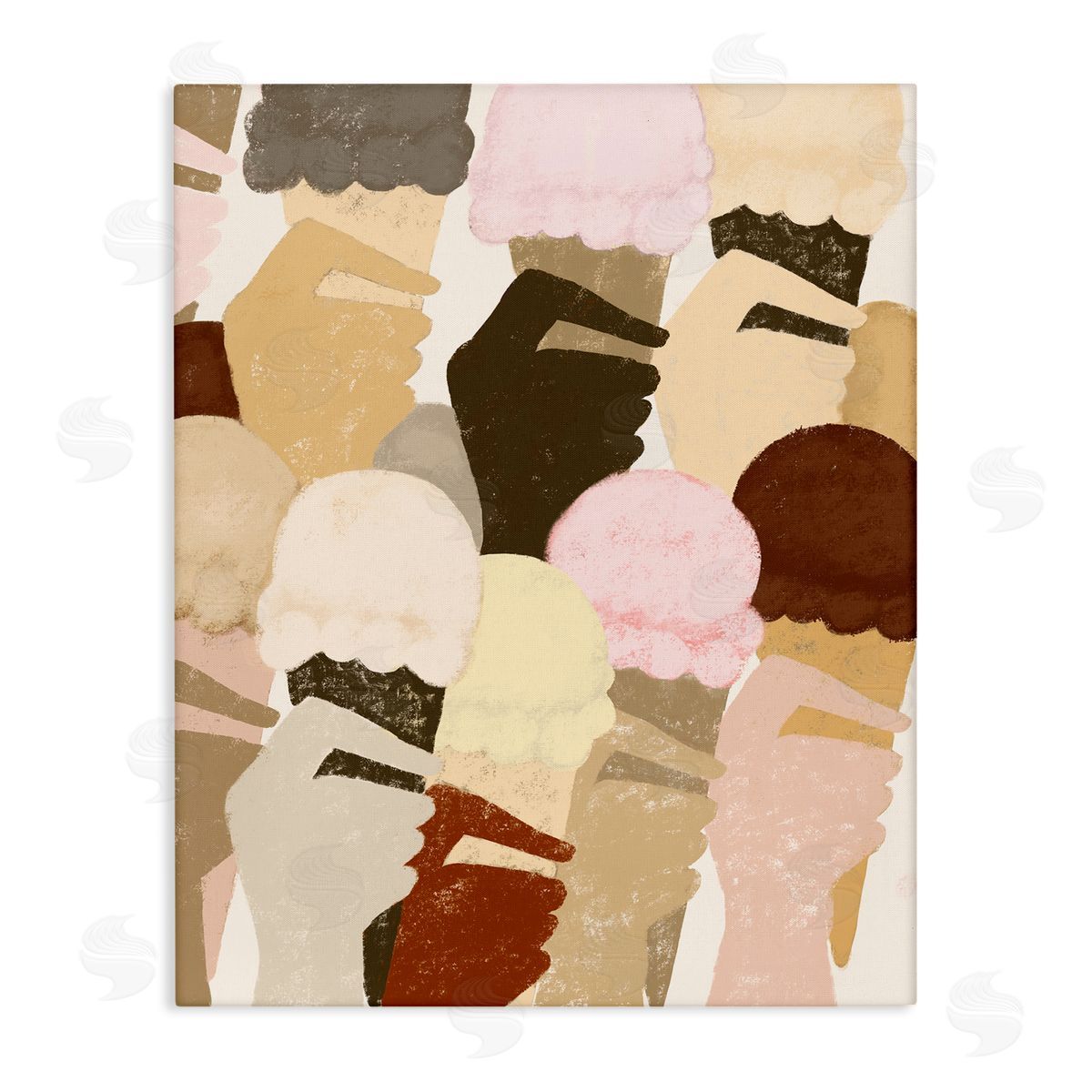 Stupell Studio Hands Holding Ice Cream Pattern Canvas Wall Art
