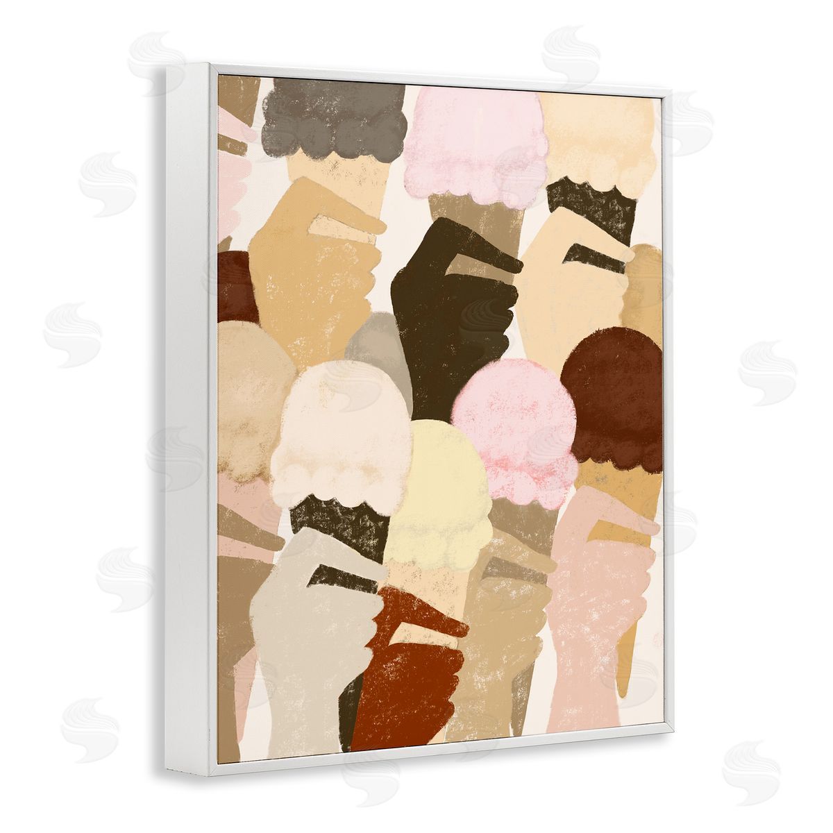 Stupell Studio Hands Holding Ice Cream Pattern White Framed Giclee Wall Art