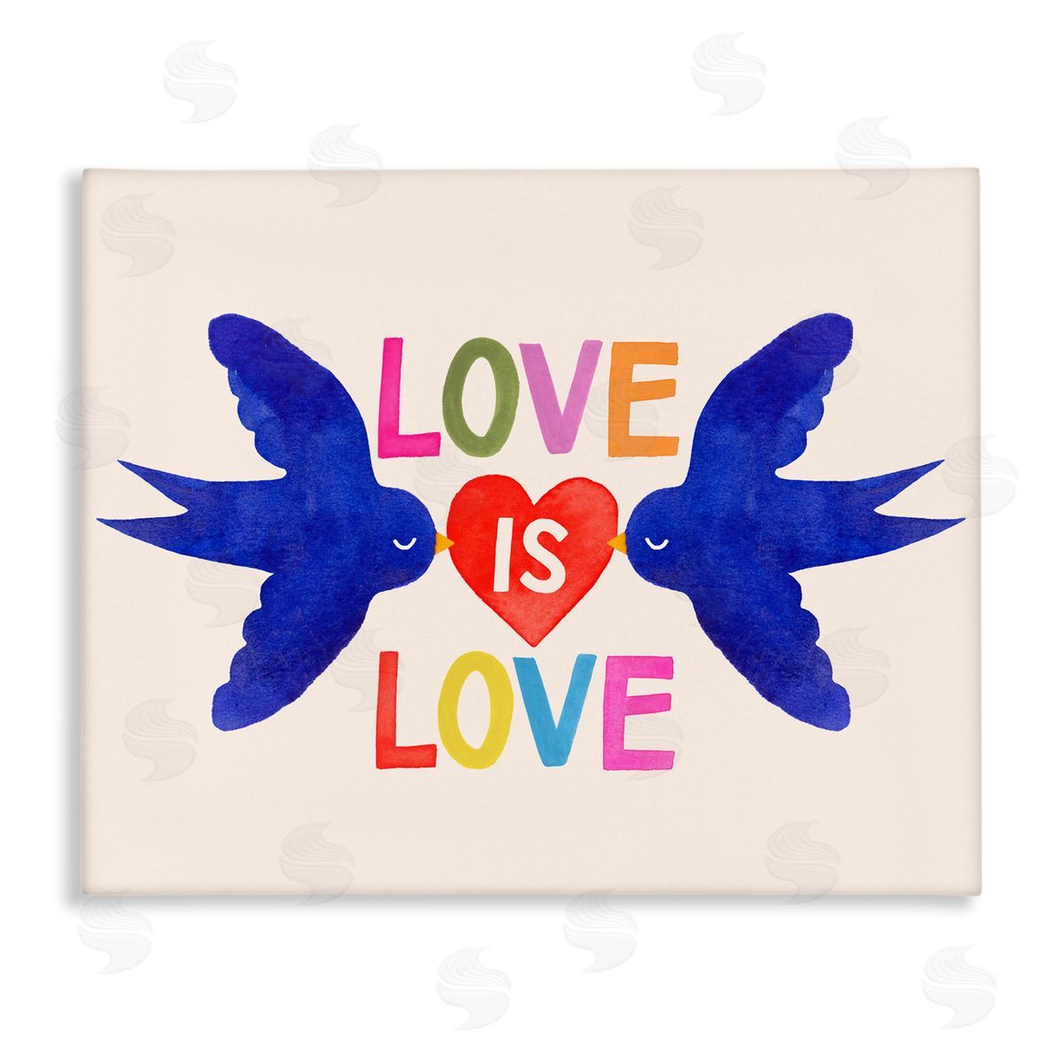 Victoria Barnes Love is Love Doves and Heart Canvas Wall Art