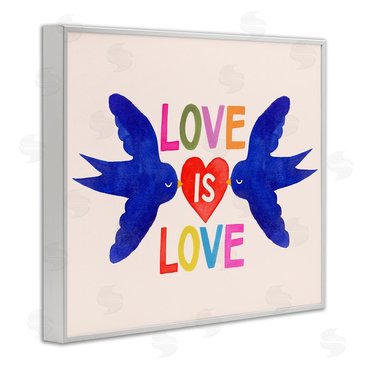 Victoria Barnes Love is Love Doves and Heart White Framed Giclee Wall Art
