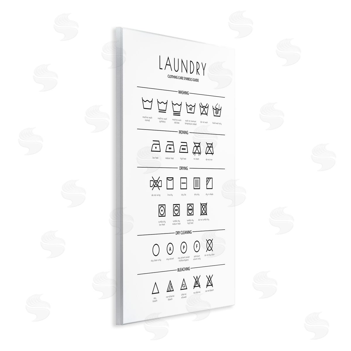 Minimal Laundry Cleaning Symbols Wood Plaque Wall Art, Home Decor by Martina Pavlova