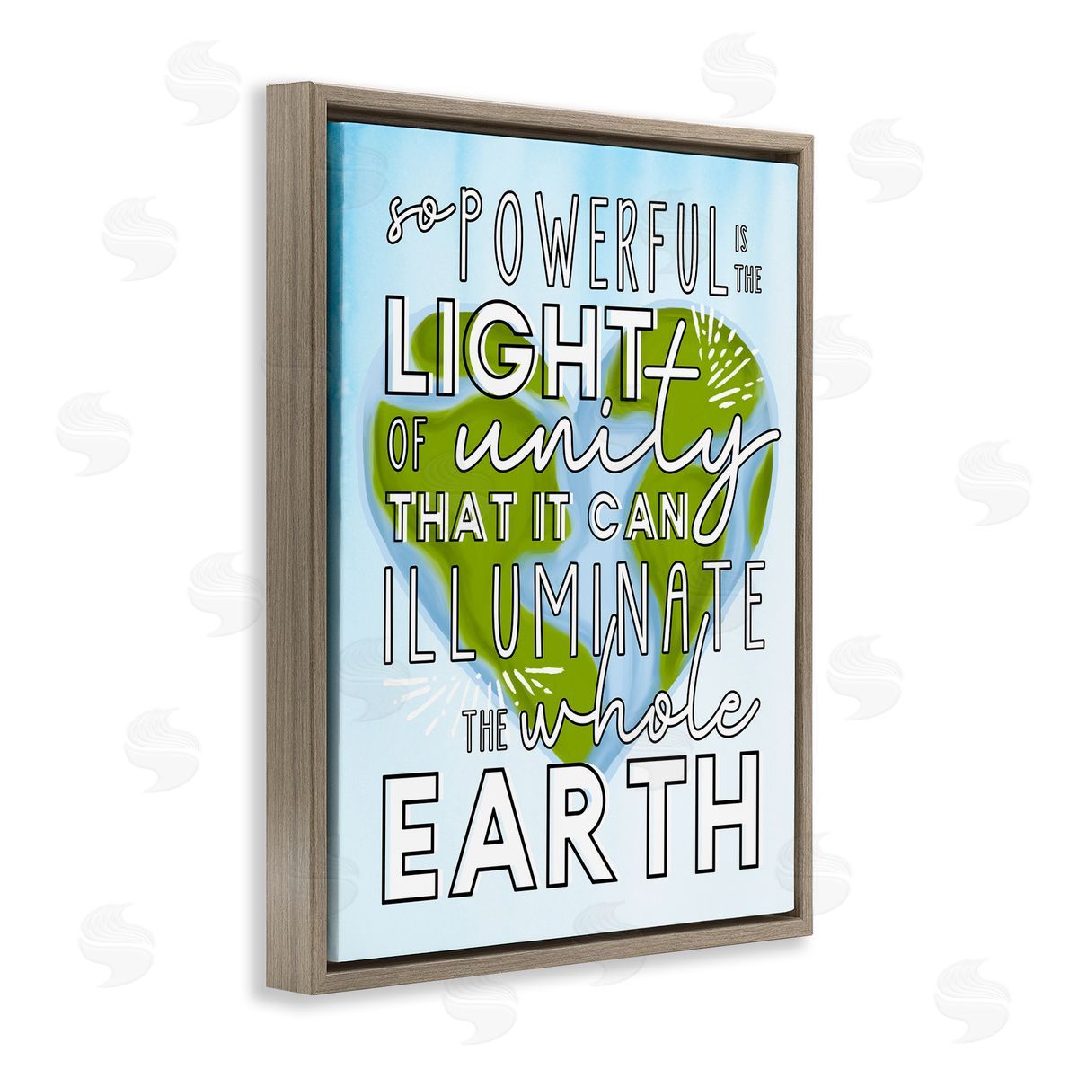 Erica Billups Light Of Unity Heart Shaped Earth Brown Floater Frame Canvas Art