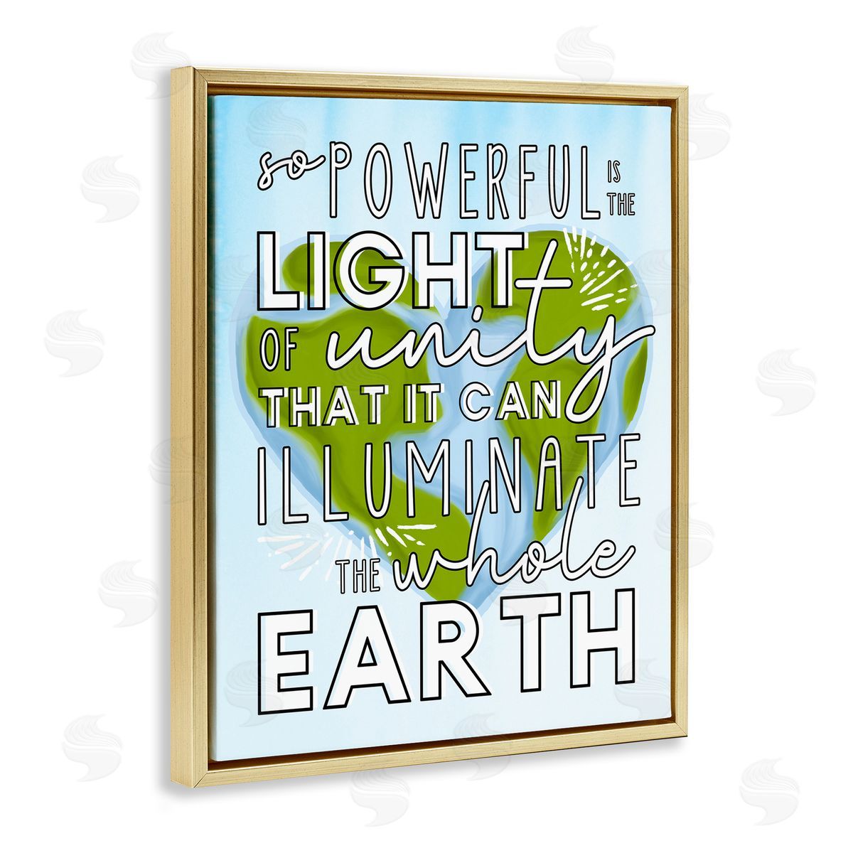 Erica Billups Light Of Unity Heart Shaped Earth Gold Floater Frame Canvas Art
