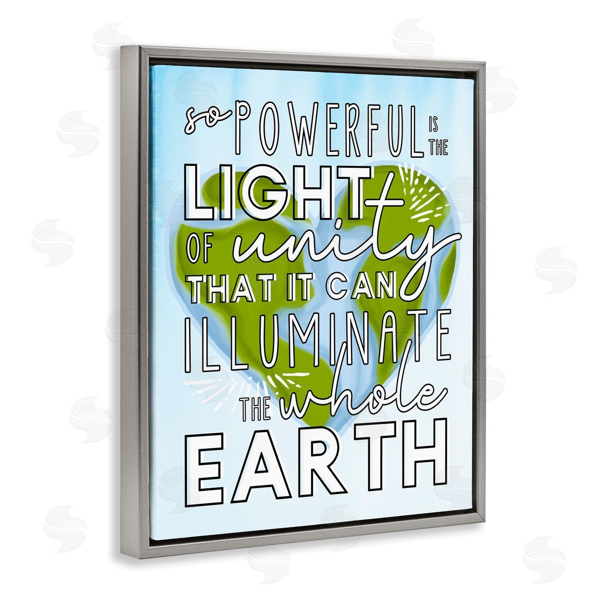 Erica Billups Light Of Unity Heart Shaped Earth Gray Floater Frame Canvas Art