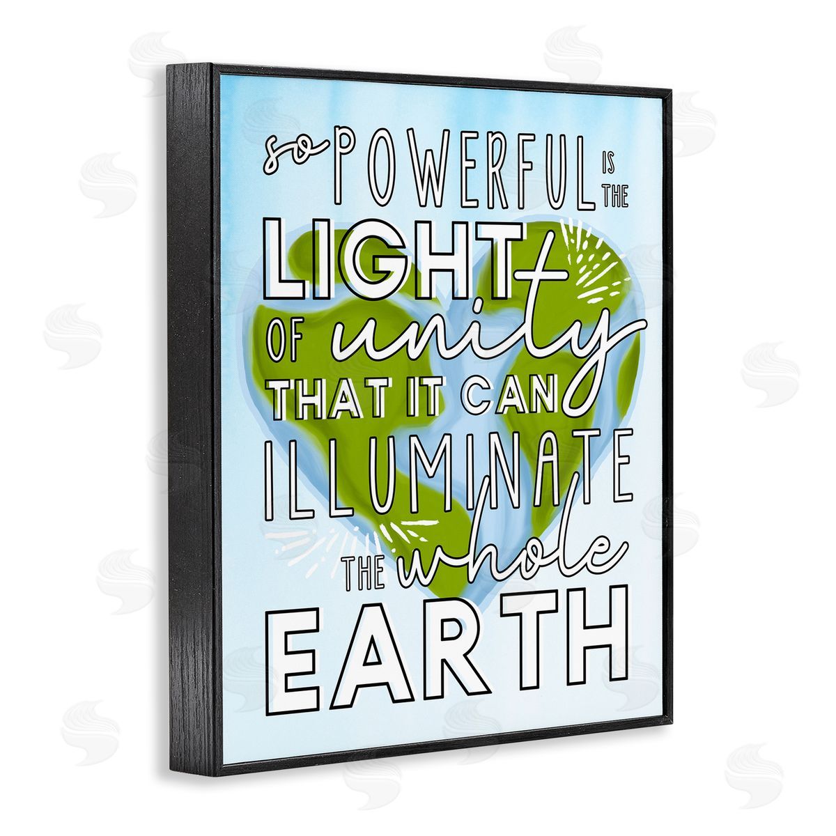 Erica Billups Light Of Unity Heart Shaped Earth Black Framed Giclee Wall Art