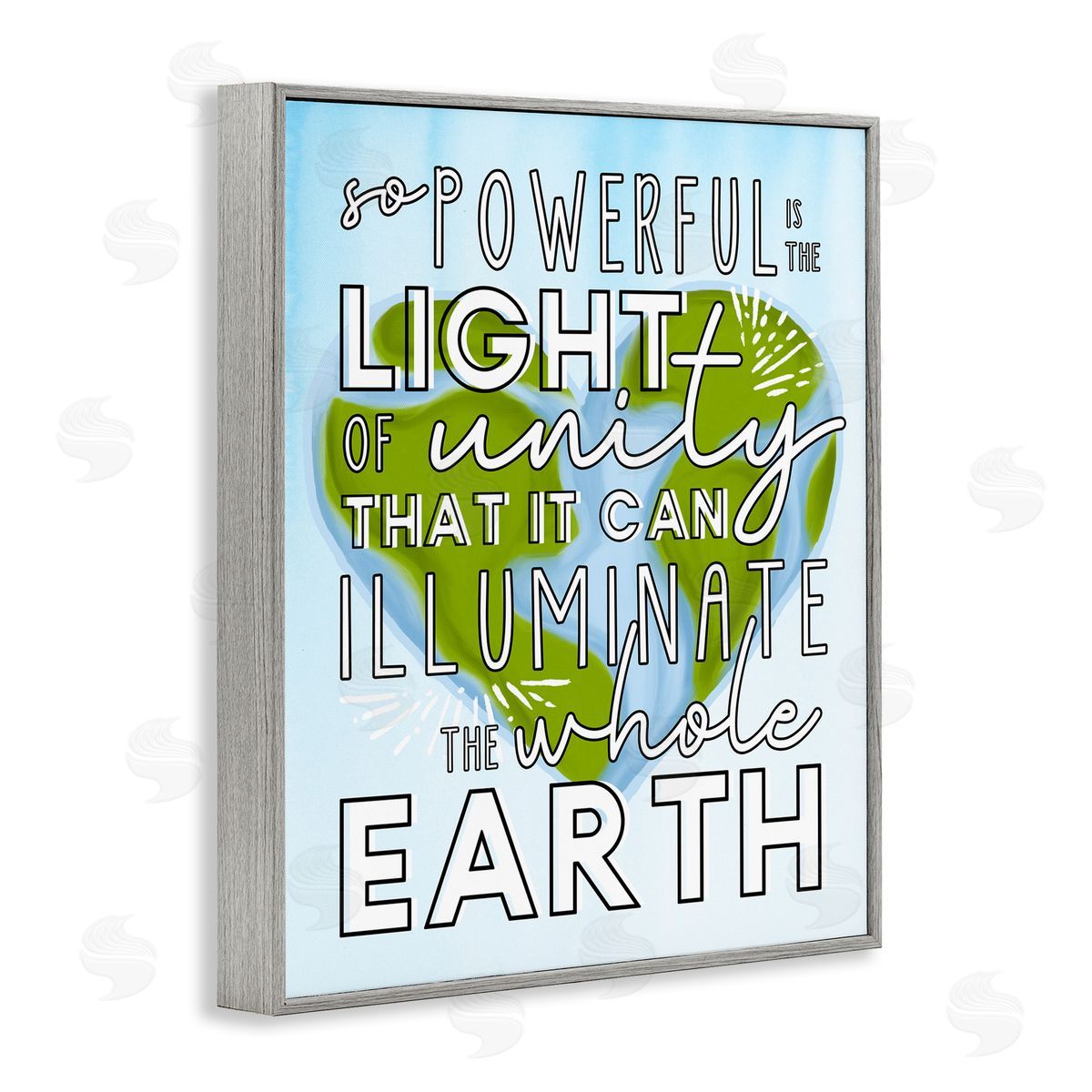 Erica Billups Light Of Unity Heart Shaped Earth Gray Framed Giclee Wall Art