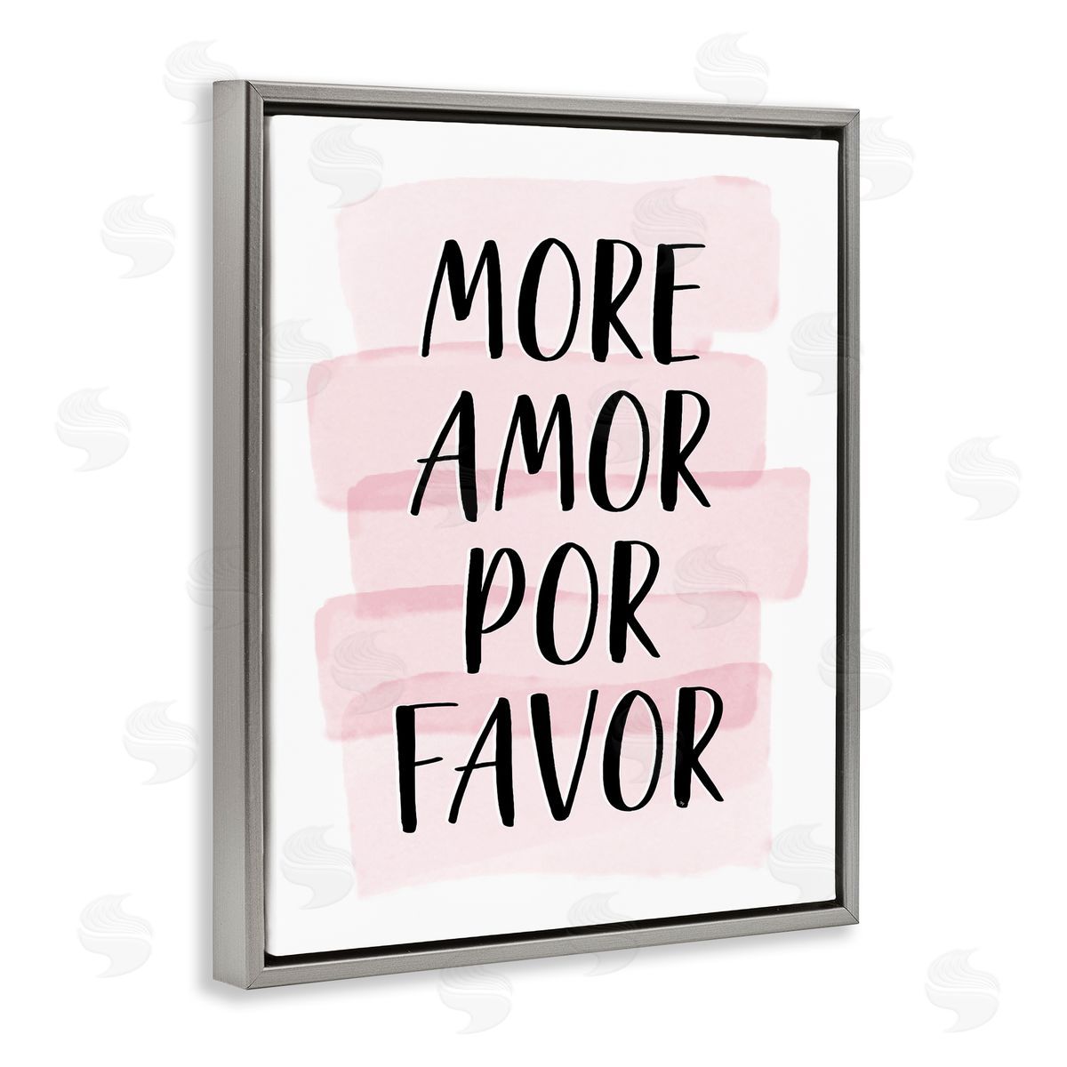 Martina Pavlova More Amor Por Favor Pink Gray Floater Frame Canvas Art