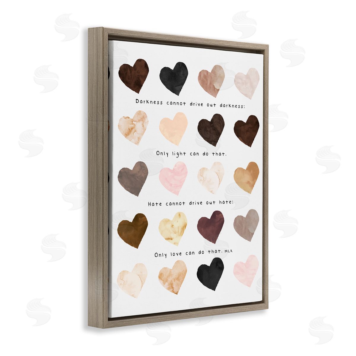 Erica Billups Only Love Can MLK Heart Pattern Brown Floater Frame Canvas Art
