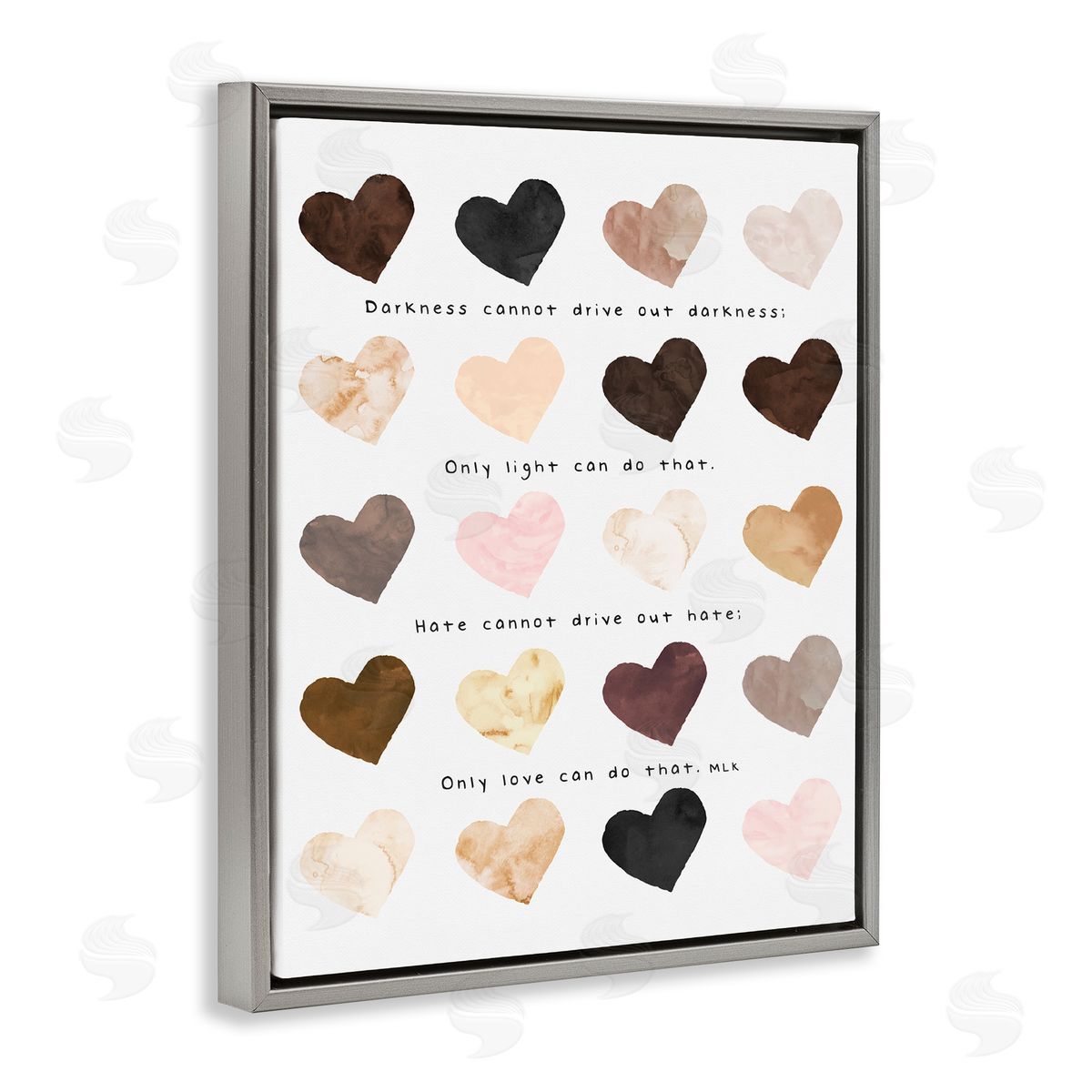 Erica Billups Only Love Can MLK Heart Pattern Gray Floater Frame Canvas Art