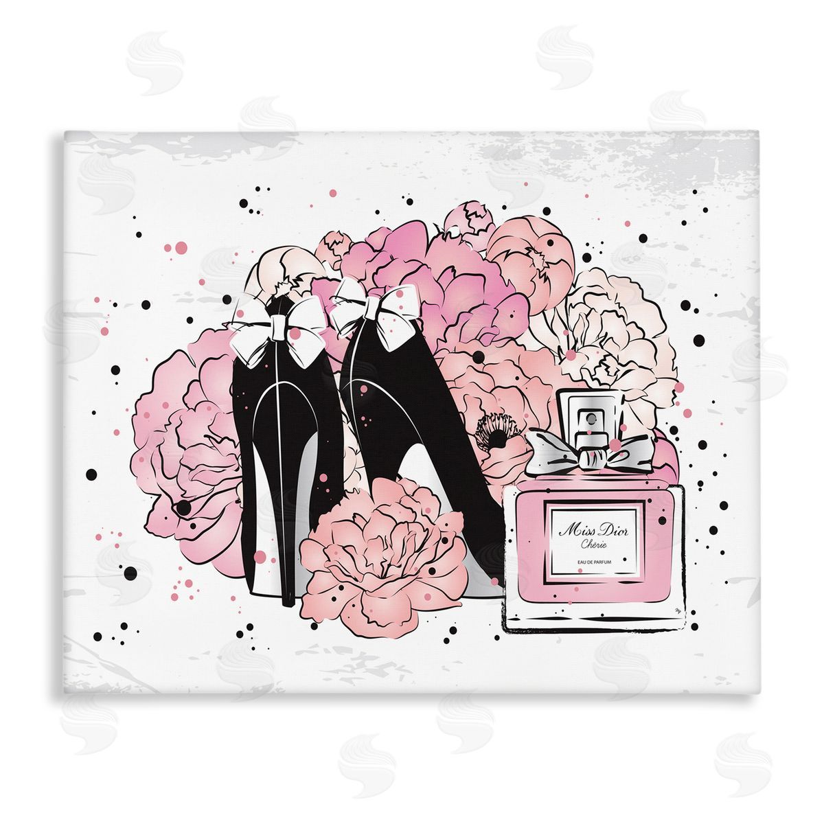 Martina Pavlova Glam Pink Peonies Bow Heels Canvas Wall Art
