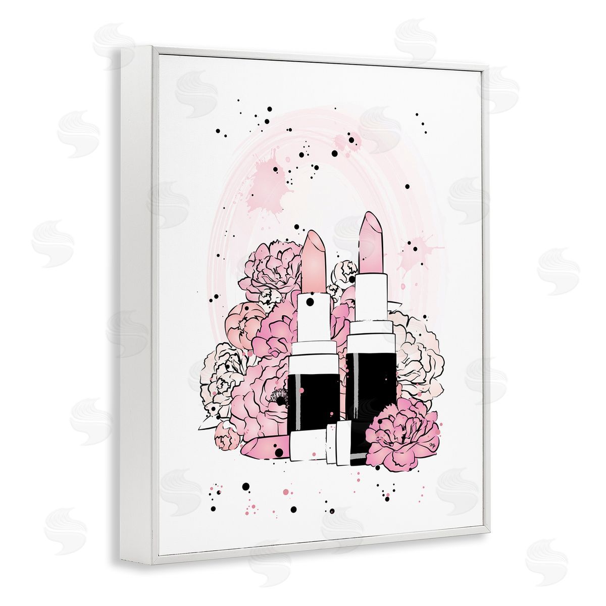 Martina Pavlova Pink Peony Glam Lipstick Cosmetic White Framed Giclee Wall Art