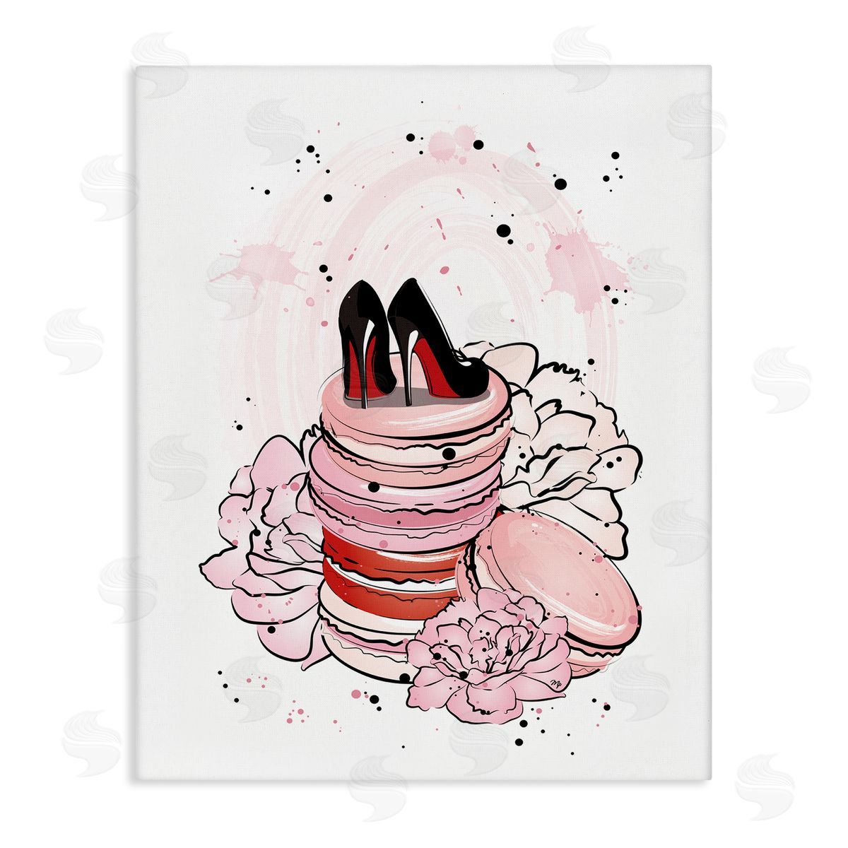 Martina Pavlova Glam Heels on Pink Macarons Canvas Wall Art