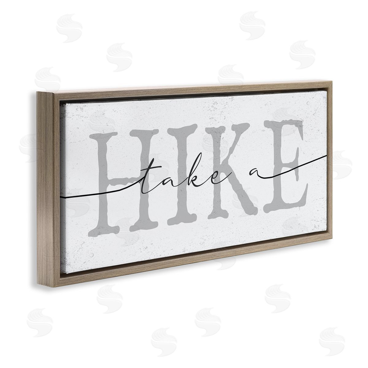 Stupell Studio Take A Hike Minimal Grey Brown Floater Frame Canvas Art