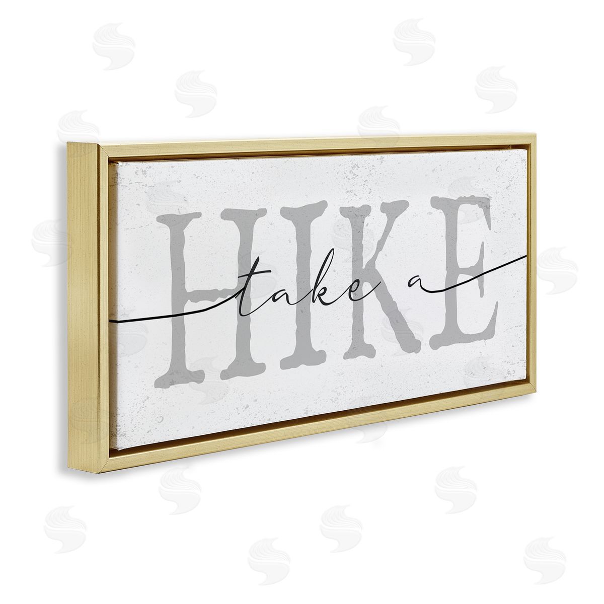 Stupell Studio Take A Hike Minimal Grey Gold Floater Frame Canvas Art