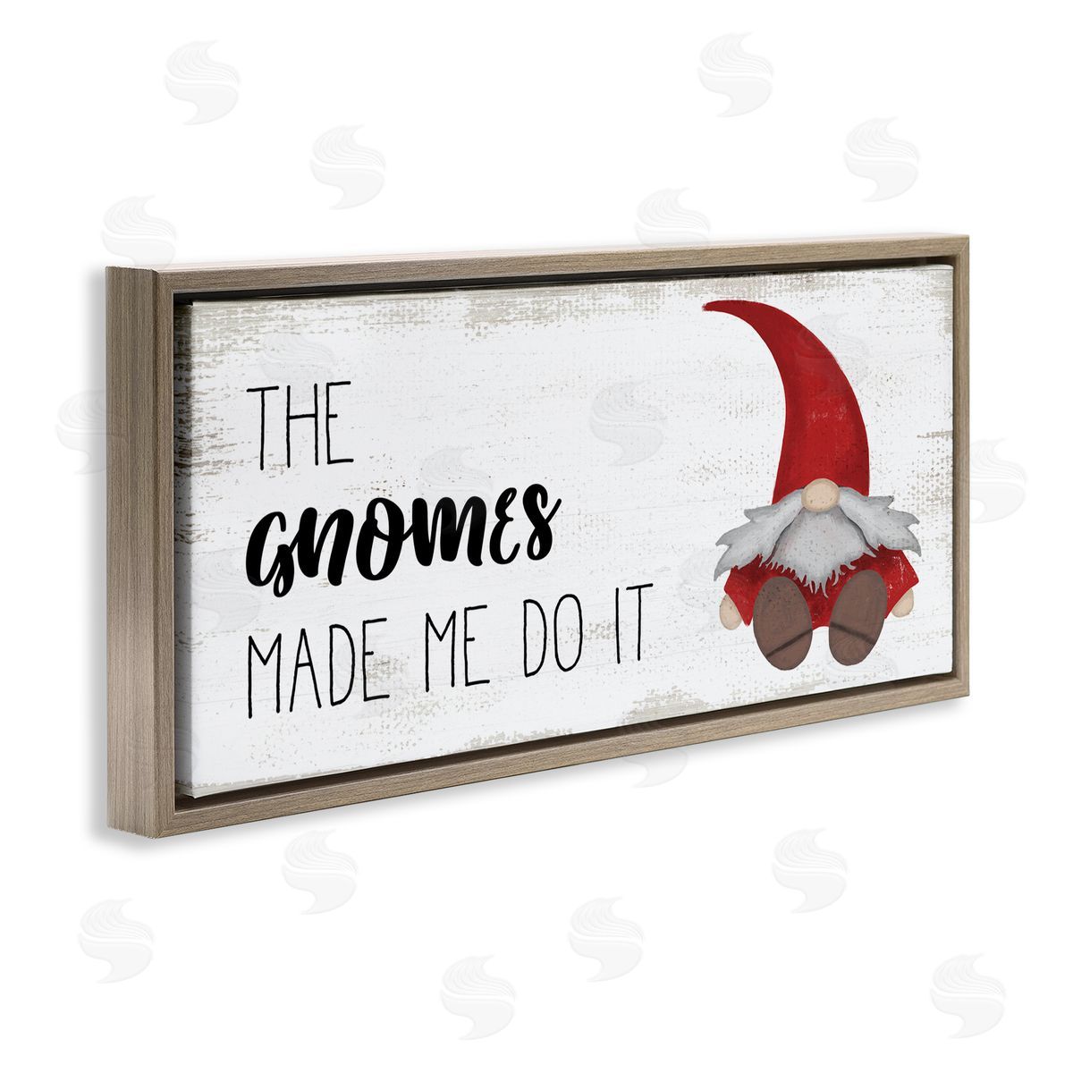 Stupell Studio Gnomes Made Me Do It Pun Brown Floater Frame Canvas Art