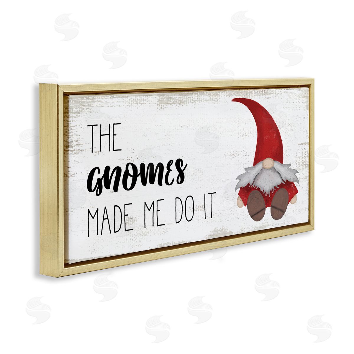 Stupell Studio Gnomes Made Me Do It Pun Gold Floater Frame Canvas Art