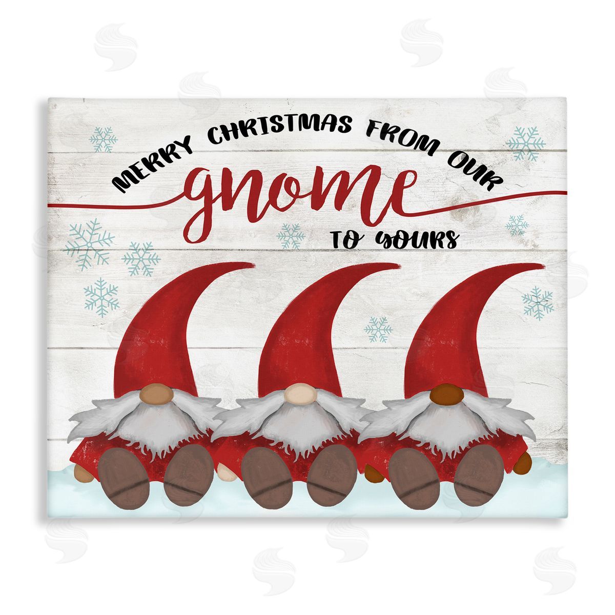 Stupell Studio Merry Christmas Gnome Home Pun Snowflakes Canvas Wall Art
