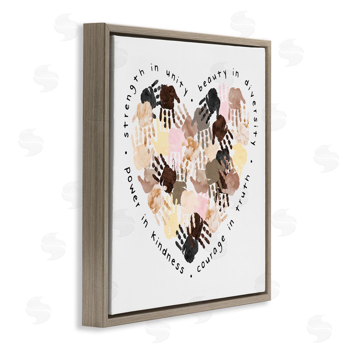 Powerful Strength In Unity Heart Brown Floating Frame Canvas Wall Art, Home Decor by Erica Billups