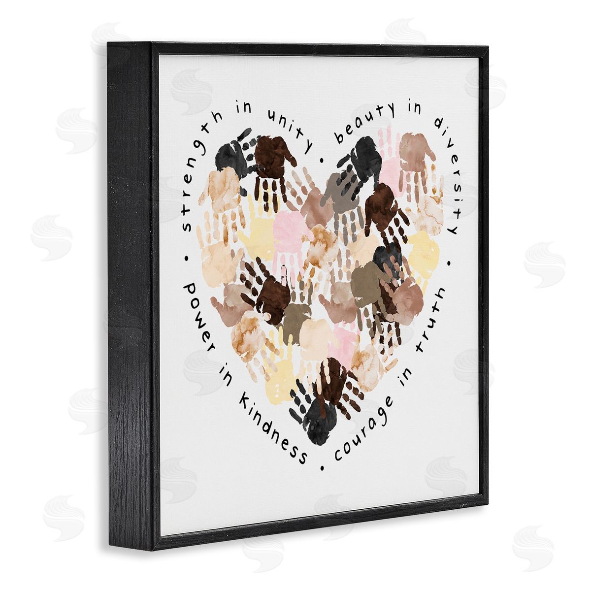 Powerful Strength In Unity Heart Black Frame Print Wall Art, Home Decor by Erica Billups
