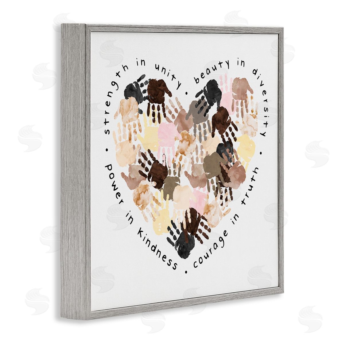 Powerful Strength In Unity Heart Grey Frame Print Wall Art, Home Decor by Erica Billups