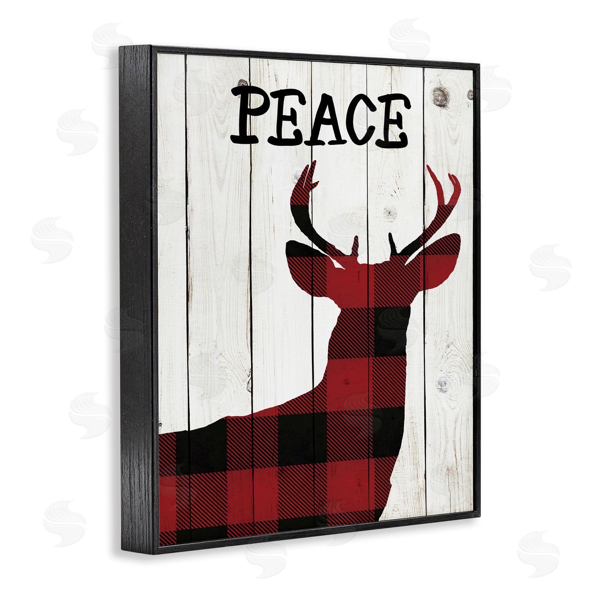 Andi Metz Checker Plaid Reindeer Rustic Peace Black Framed Giclee Wall Art