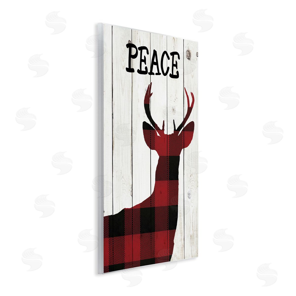 Andi Metz Checker Plaid Reindeer Rustic Peace Wall Plaque Art