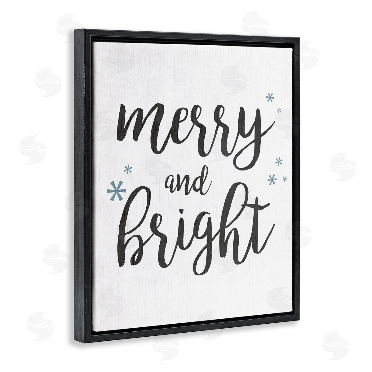 Anna Quach Merry and Bright Winter Snowflakes Black Floater Frame Canvas Art