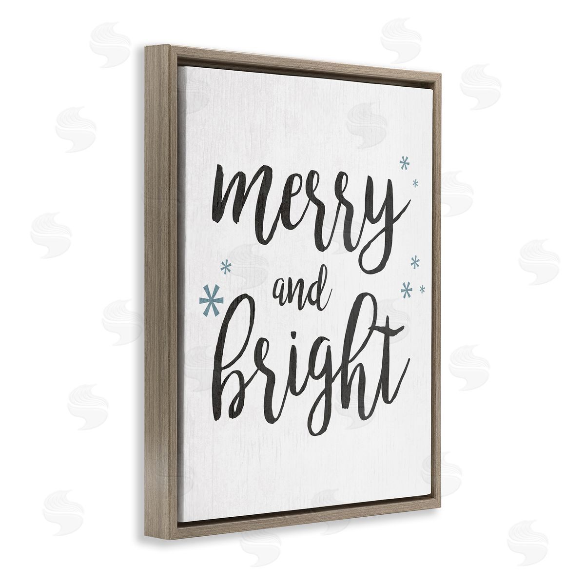 Anna Quach Merry and Bright Winter Snowflakes Brown Floater Frame Canvas Art