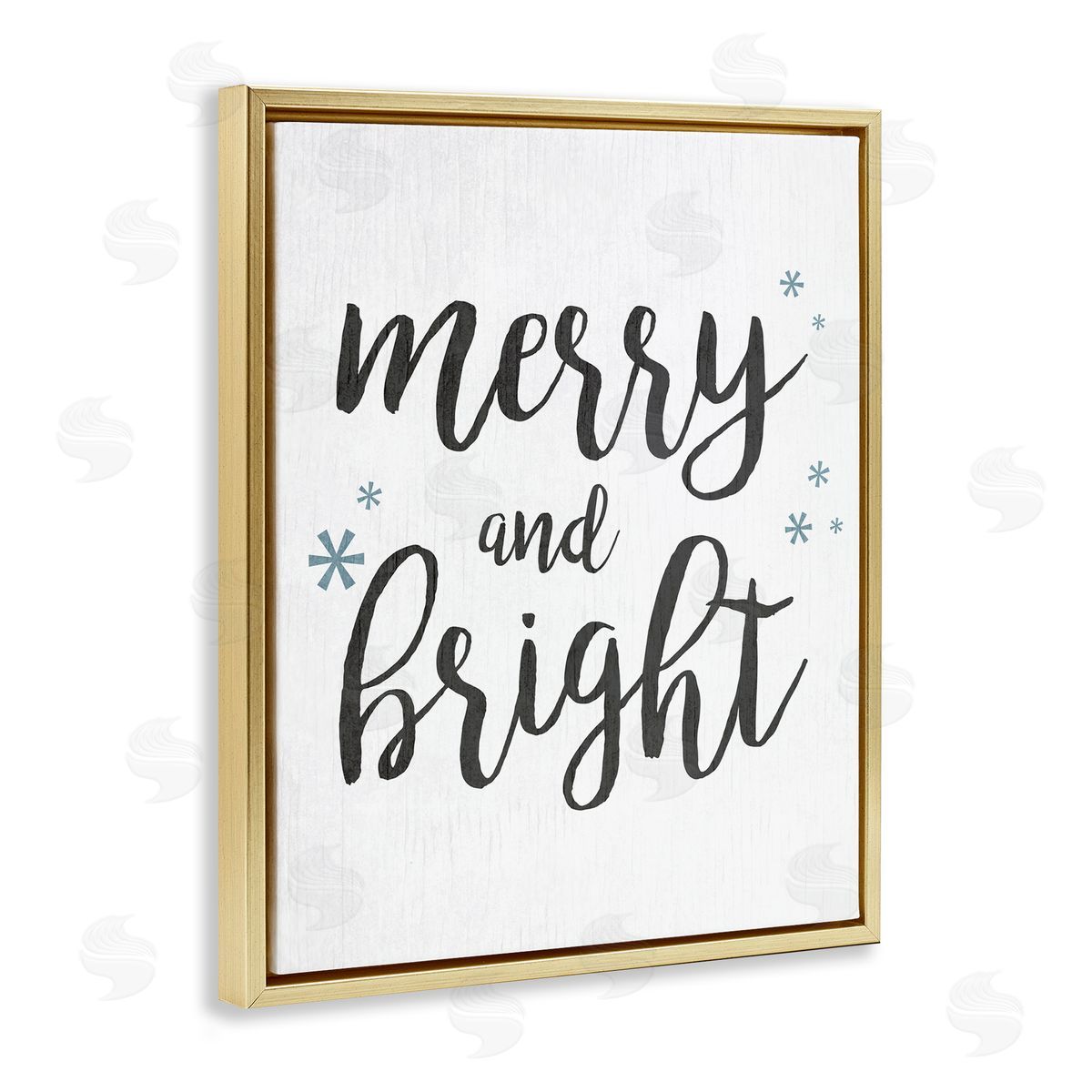 Anna Quach Merry and Bright Winter Snowflakes Gold Floater Frame Canvas Art
