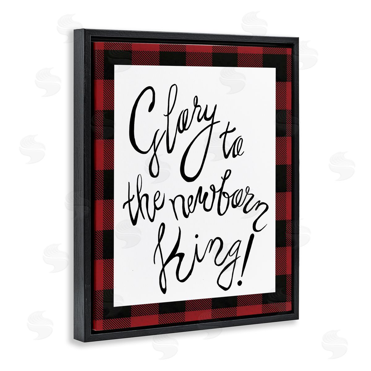 Elizabeth Medley Glory to Newborn King Plaid Christmas Black Floater Frame Canvas Art