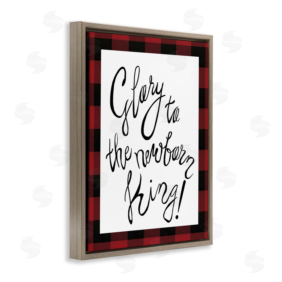 Elizabeth Medley Glory to Newborn King Plaid Christmas Brown Floater Frame Canvas Art