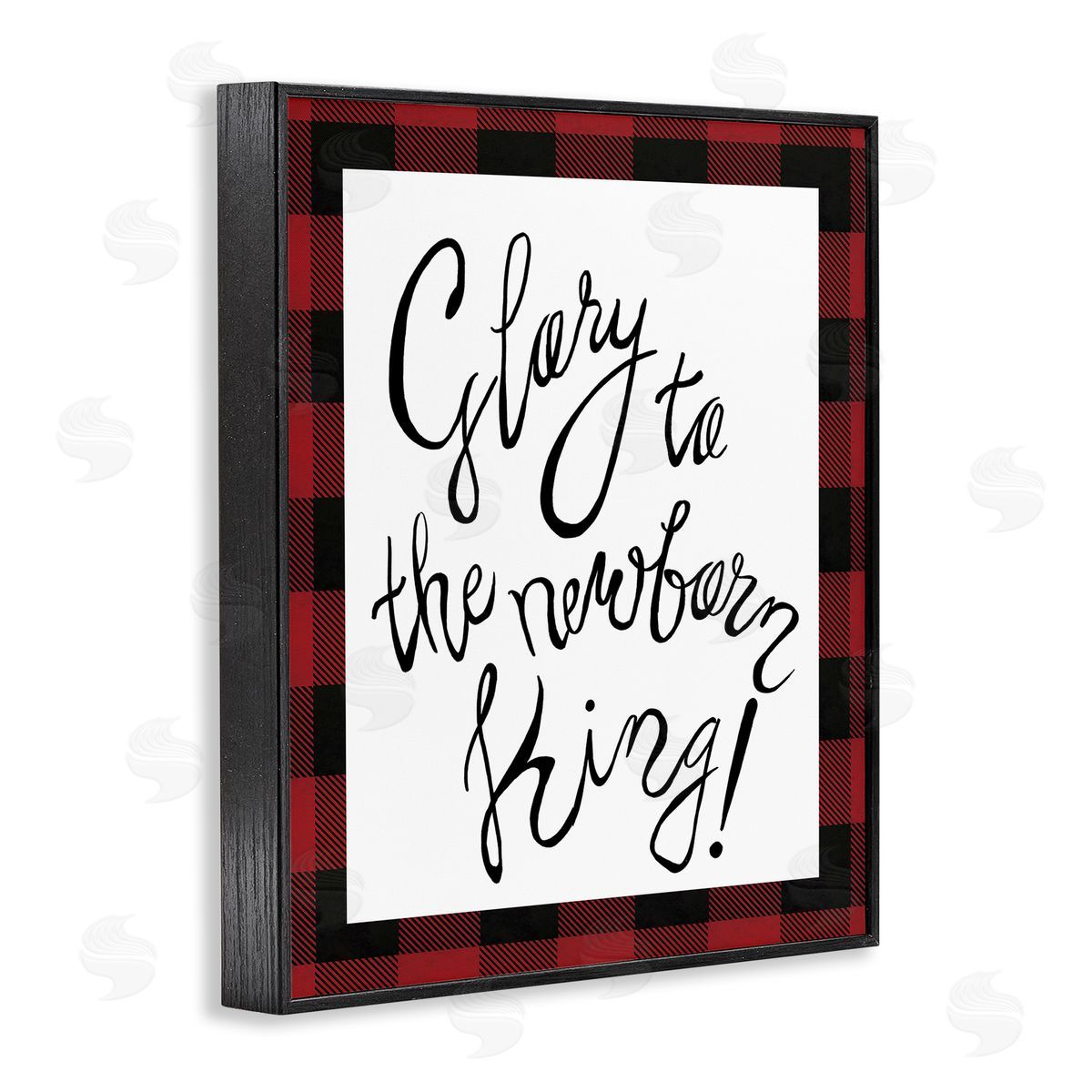 Elizabeth Medley Glory to Newborn King Plaid Christmas Black Framed Giclee Wall Art