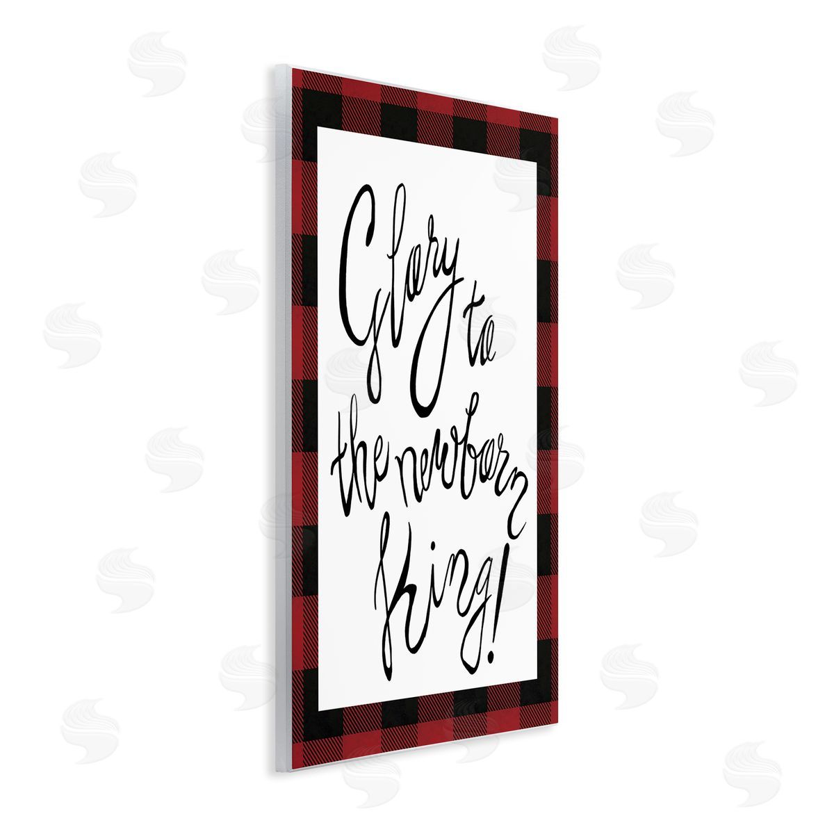 Elizabeth Medley Glory to Newborn King Plaid Christmas Wall Plaque Art