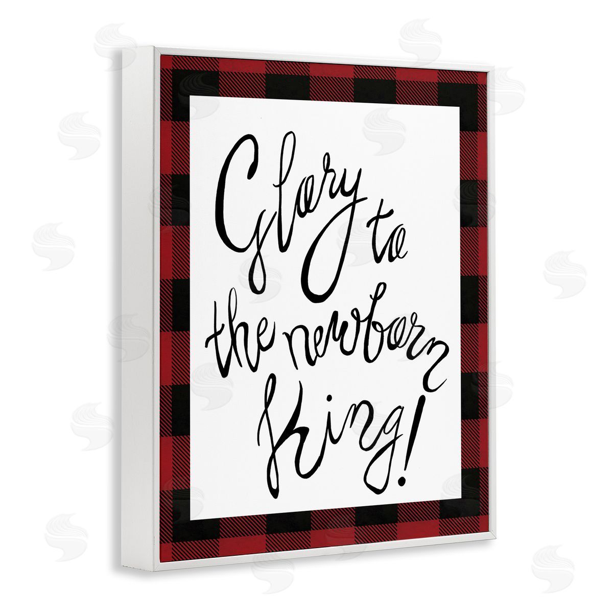 Elizabeth Medley Glory to Newborn King Plaid Christmas White Framed Giclee Wall Art