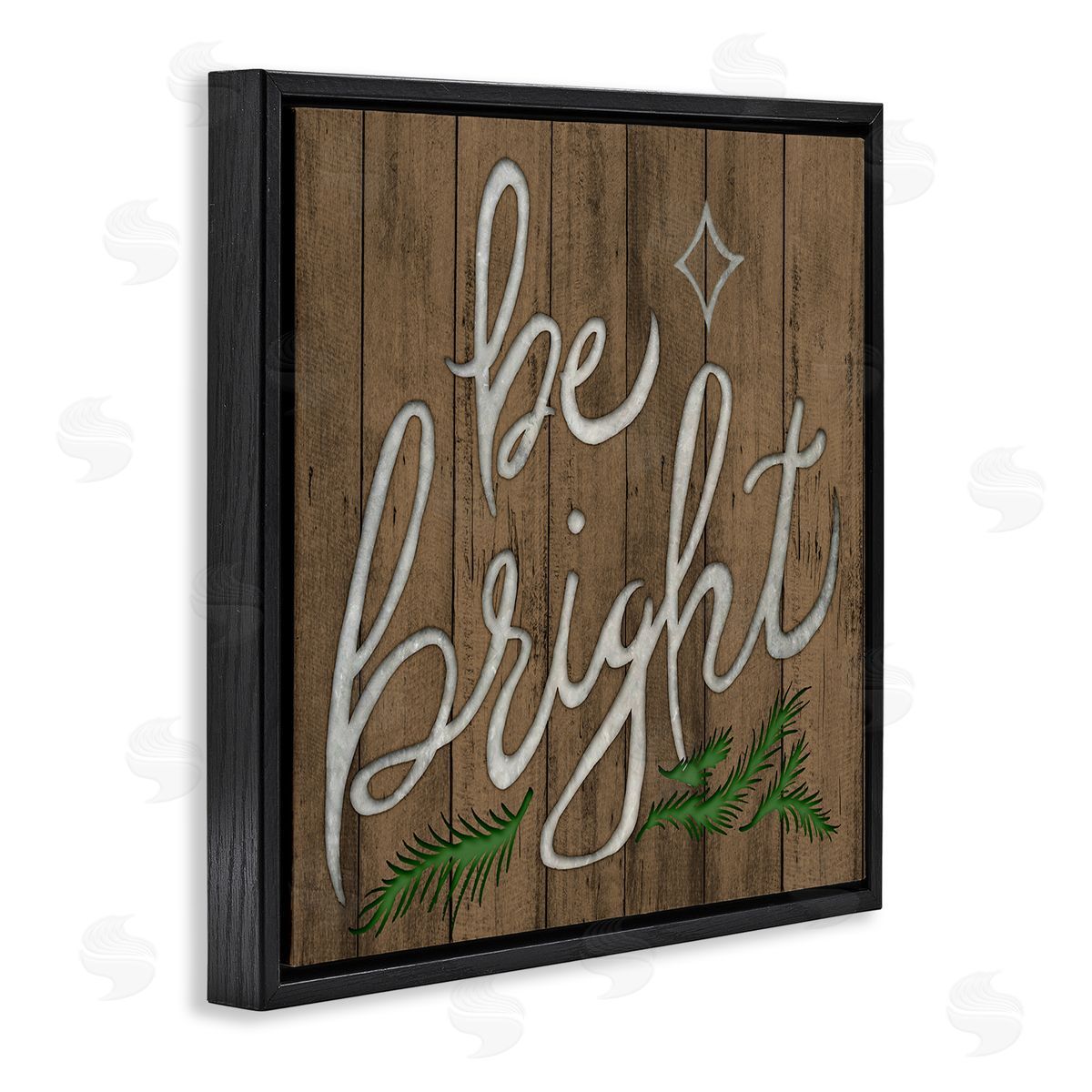 Elizabeth Medley Winter Rustic Be Bright Wood Pattern Black Floater Frame Canvas Art