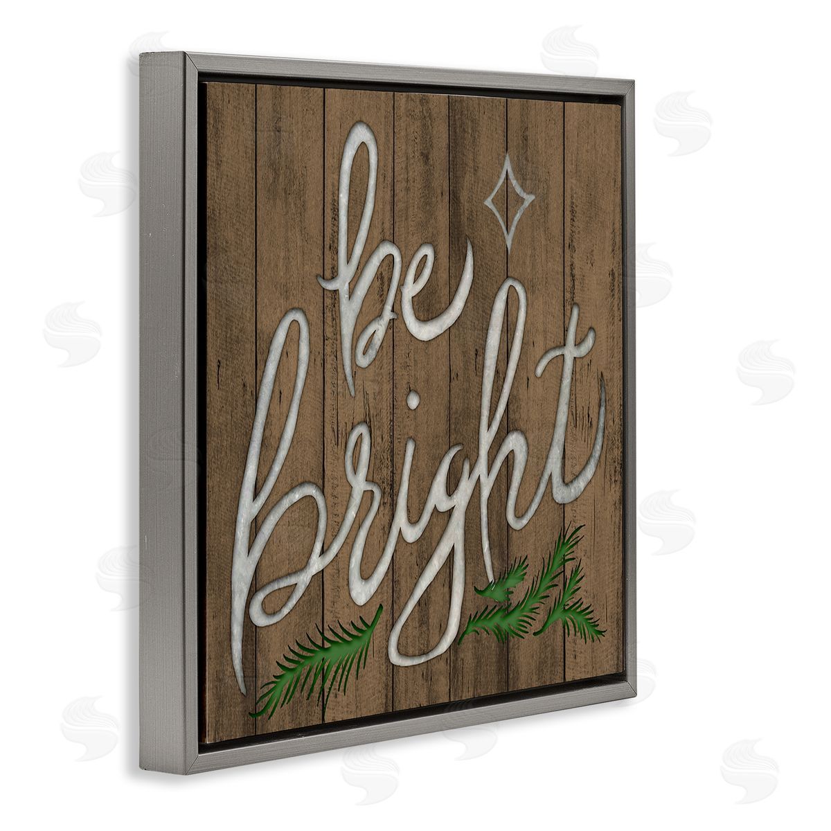 Elizabeth Medley Winter Rustic Be Bright Wood Pattern Gray Floater Frame Canvas Art
