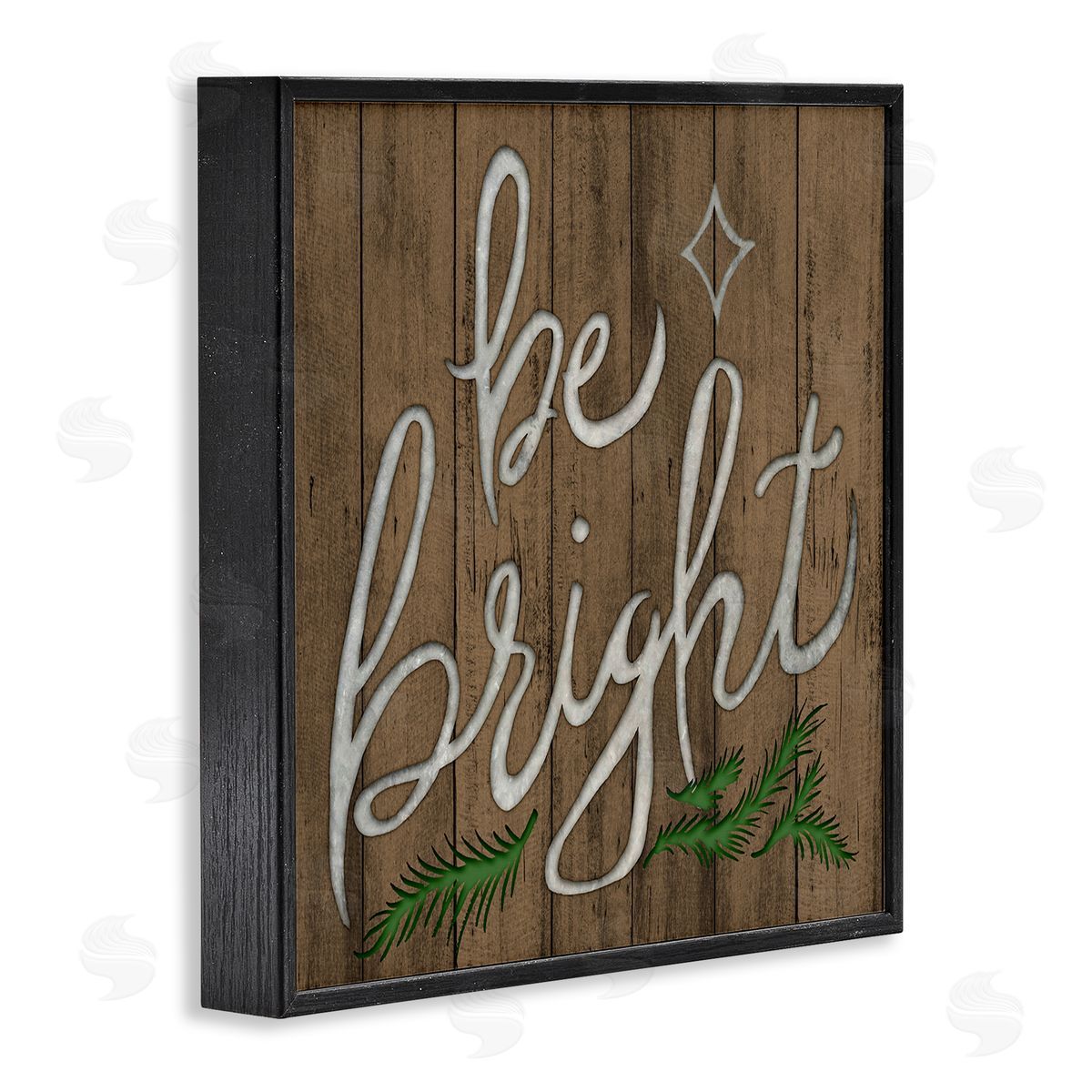 Elizabeth Medley Winter Rustic Be Bright Wood Pattern Black Framed Giclee Wall Art