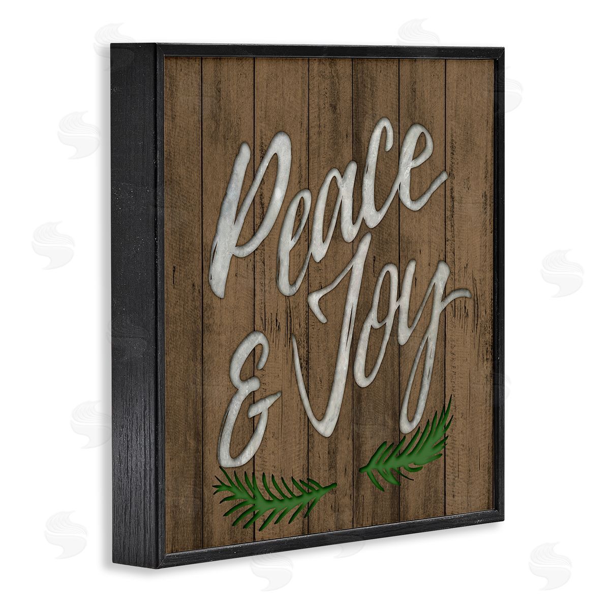 Elizabeth Medley Peace and Joy Rustic Wooden Pattern Black Framed Giclee Wall Art