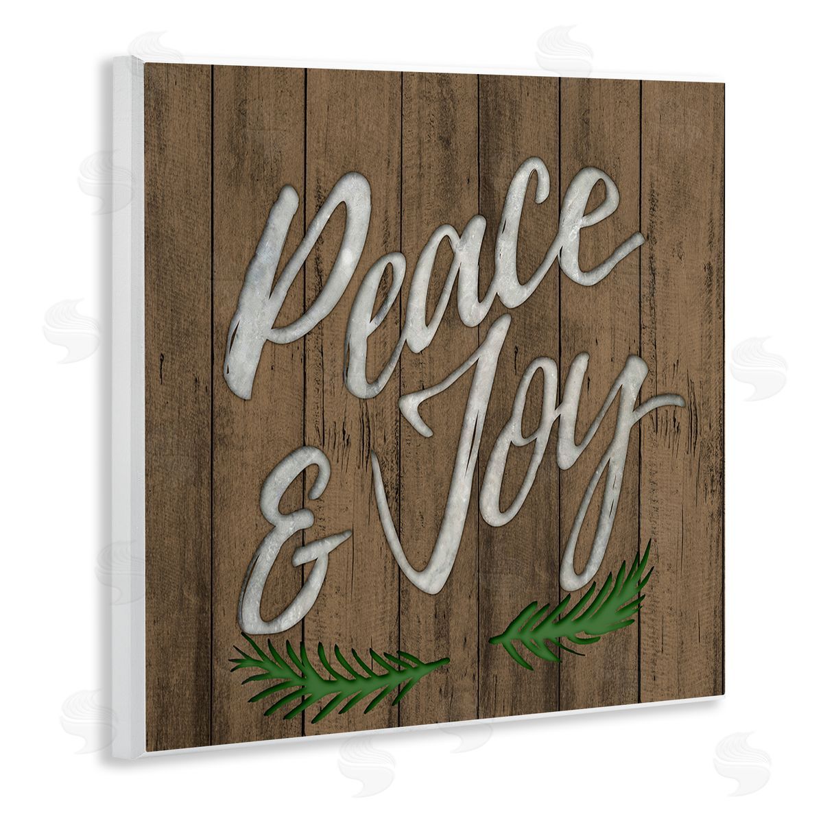 Elizabeth Medley Peace and Joy Rustic Wooden Pattern Wall Plaque Art