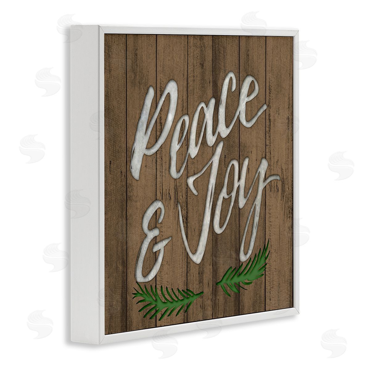 Elizabeth Medley Peace and Joy Rustic Wooden Pattern White Framed Giclee Wall Art