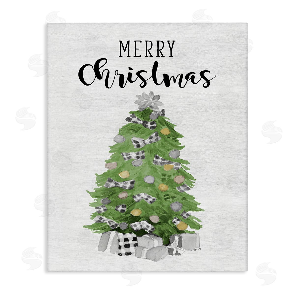 Lanie Loreth Soft Green Fir Tree Merry Christmas Canvas Wall Art