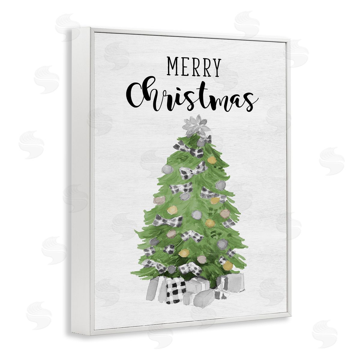 Lanie Loreth Soft Green Fir Tree Merry Christmas White Framed Giclee Wall Art