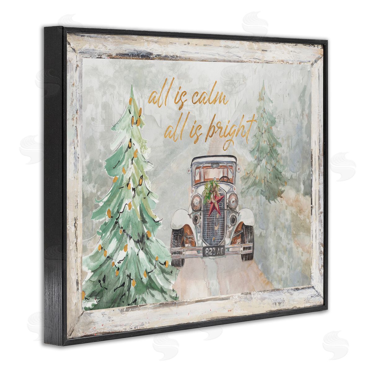 Patricia Pinto All Is Calm Christmas Country Road Black Framed Giclee Wall Art