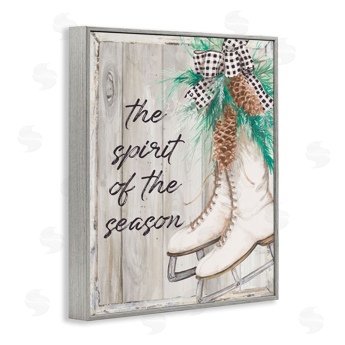 Patricia Pinto Spirit of Season Winter Ice Skates Gray Framed Giclee Wall Art