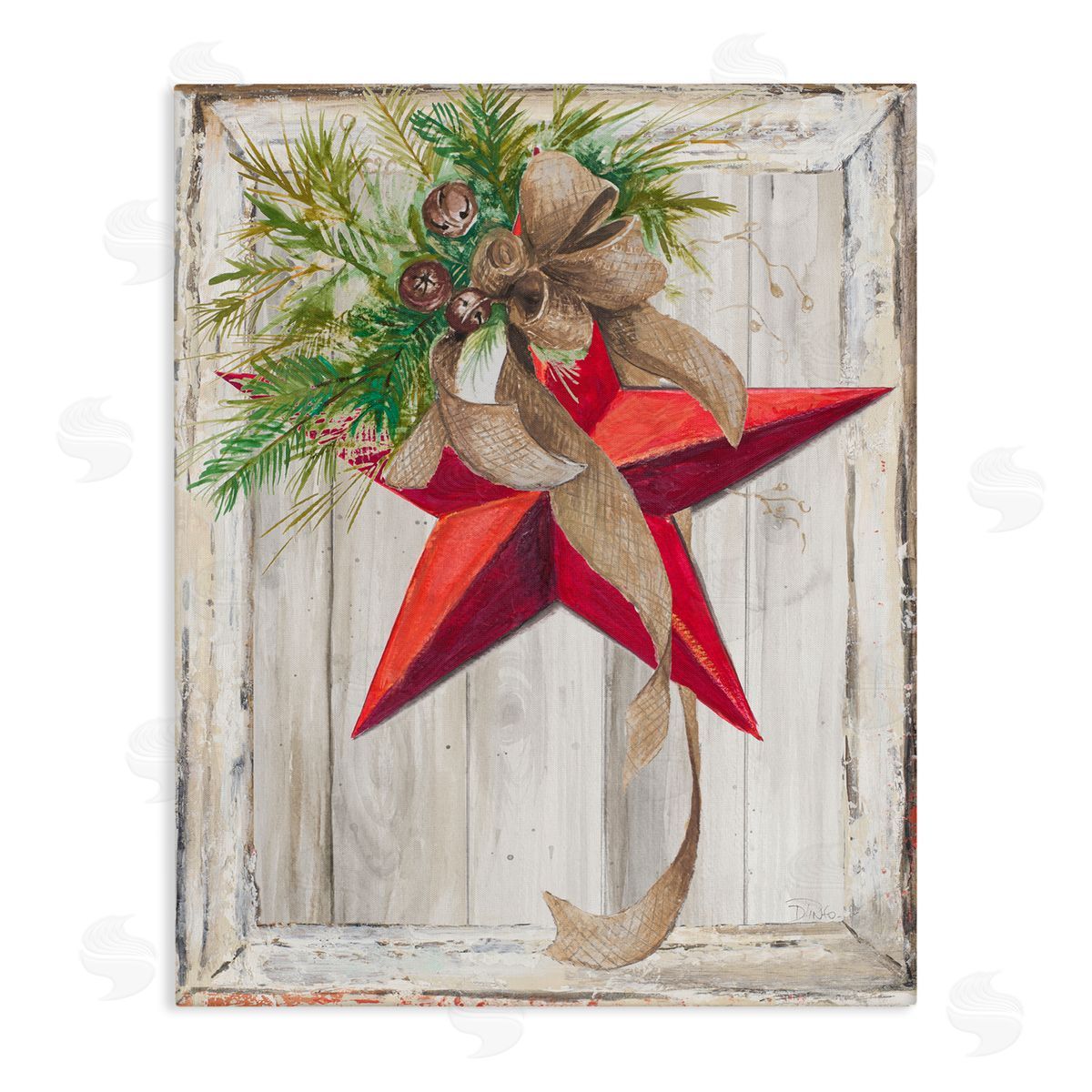 Patricia Pinto Winter Red Star Barn Wood Canvas Wall Art